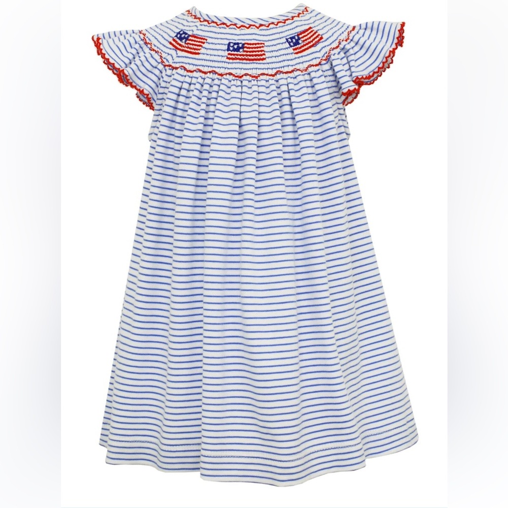 Petit Bebe American Flag Smocked Knit Dress